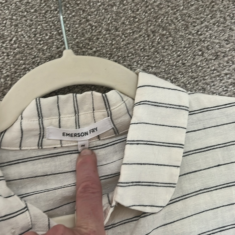 Emerson Fry SELMA LONG SLEEVE DRESS - IVORY HEMP STRIPE ORGANIC. Medium - Picture 6 of 7